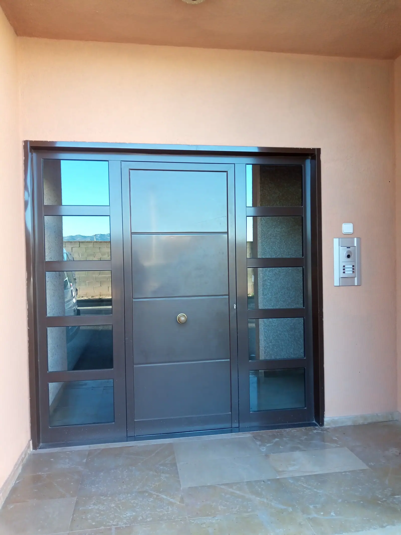 The front door of the apartment